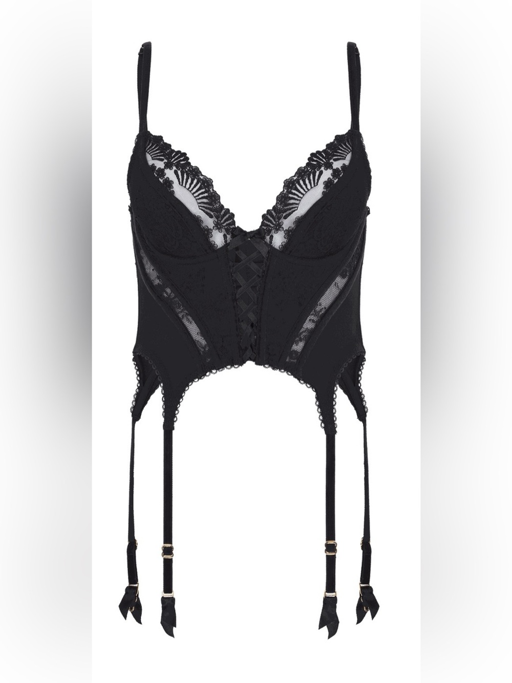 Agent Provocateur Black Lace Corset Bustier with Garter Straps
